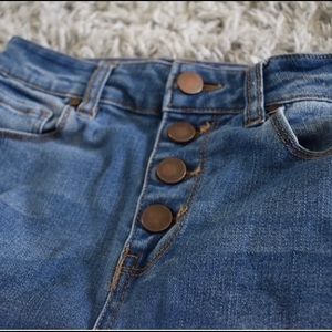 High waist button up skinny ankle jeans